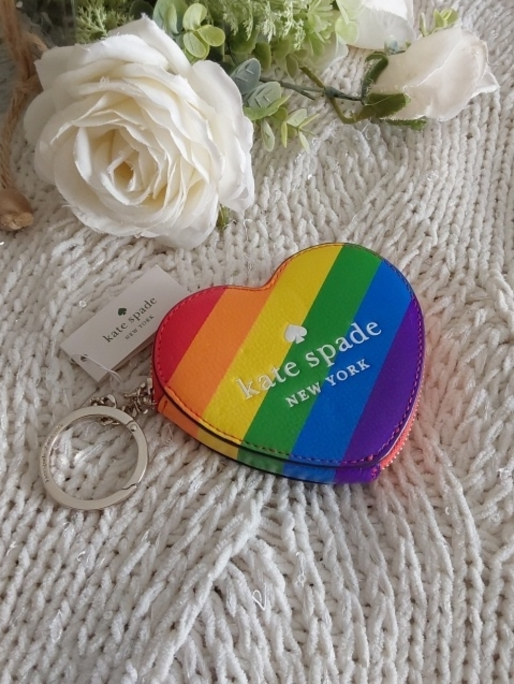KATE SPADE Pride Rainbow Love Heart Coin Purse
